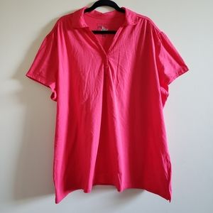 JMS Just My Size Plus Size Vneck Collared Top